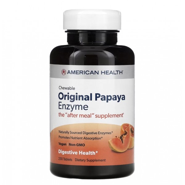 American Health, Papaya Enzyme, Папайя, пищеварительные ферменты, 250 жевательных таблеток