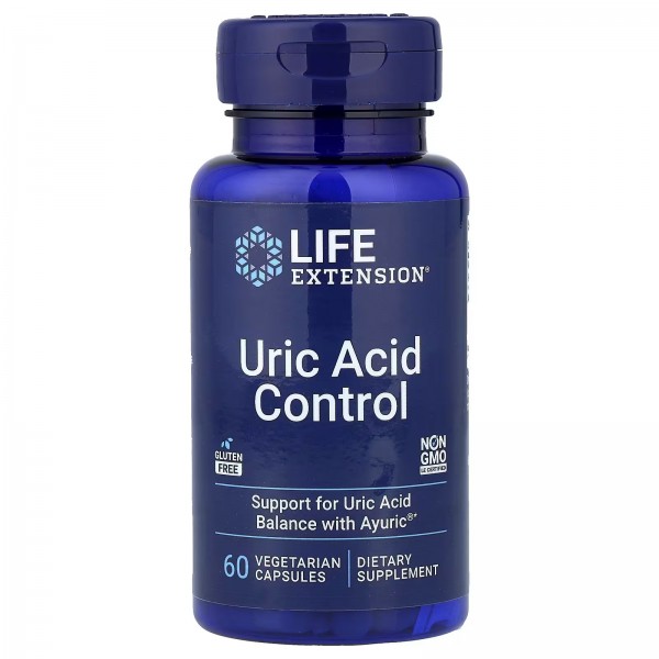 Life Extension, Uric acid control, Добавка для контроля мочевой кислоты, 60 вегетарианских капсул