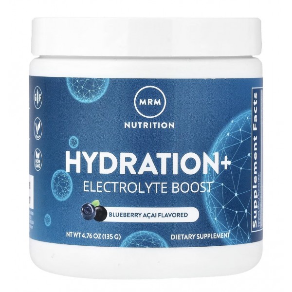 MRM Nutrition, Hydration+ Electrolyte Boost, Электролиты, голубика и асаи, 135 г