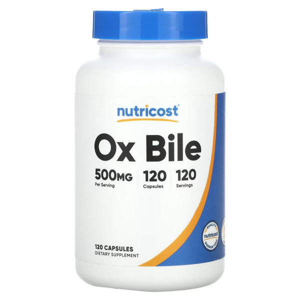 Nutricost, Ox Bile, Бычья желчь, 500 мг, 120 капсул