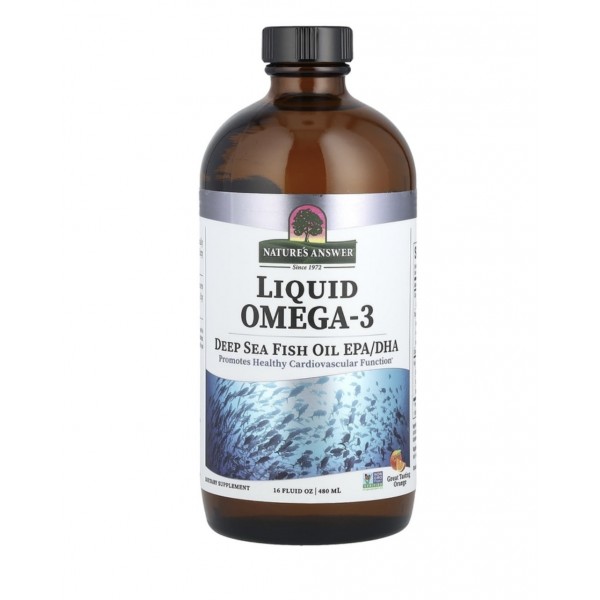 Nature's Answer, омега-3 в жидкой форме, жир глубоководных рыб с ЭПК и ДГК, со вкусом апельсина, 480 мл (16 жидк. унций)