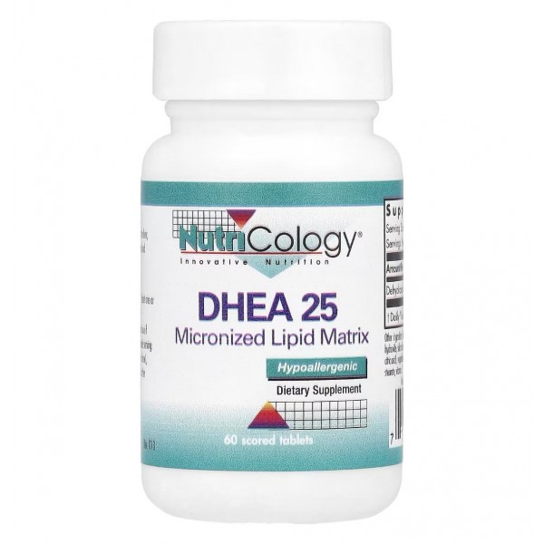 Nutricology, DHEA, ДГЭА 25 мг, 60 делимых таблеток