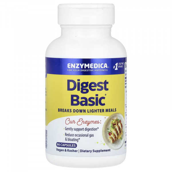 Enzymedica, Digest Basic, Пищеварительные ферменты, 90 капсул