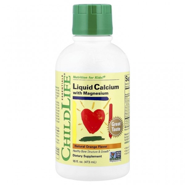 ChildLife Essentials, Жидкий кальций с магнием, с натуральным апельсиновым вкусом, 474 мл