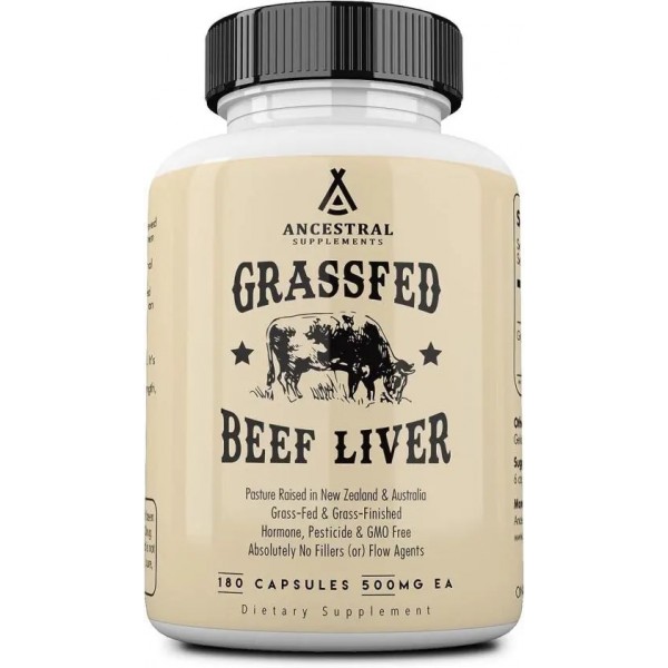 Ancestral Supplements, GrassFed Beef Liver, Говяжья печень 500 мг, 180 капсул