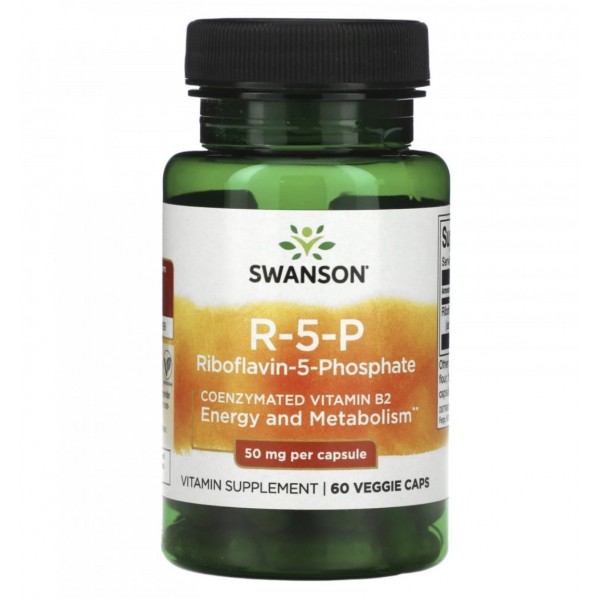 Swanson, R-5-P, рибофлавин-5-фосфат, 50 мг, 60 растительных капсул