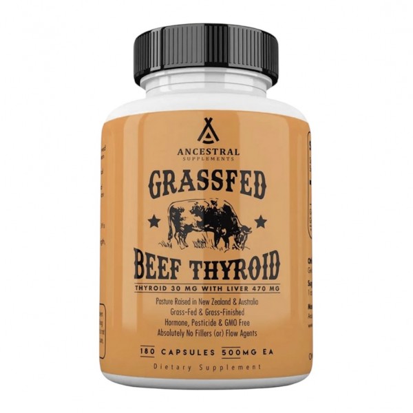 Ancestral Supplements, Grass fed Beef Thyroid 500 мг, Щитовидная железа, 180 капсул