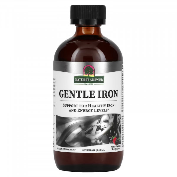 Nature’s Answer, Железо, Gentle Iron, натуральное ягодное ассорти, 240 мл