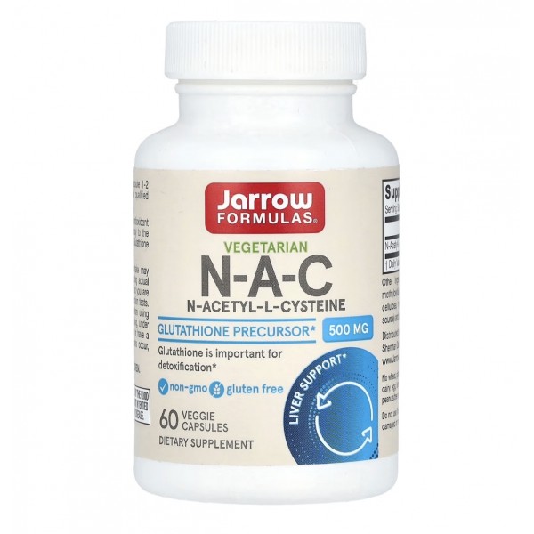 Jarrow Formulas, НАК/NAC, N-ацетил-L-цистеин, 500 мг, 60 капсул