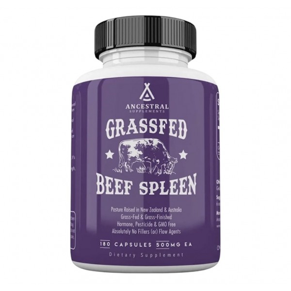 Ancestral Supplements, Grass Fed Beef Spleen 500 мг, Селезенка, 180 капсул