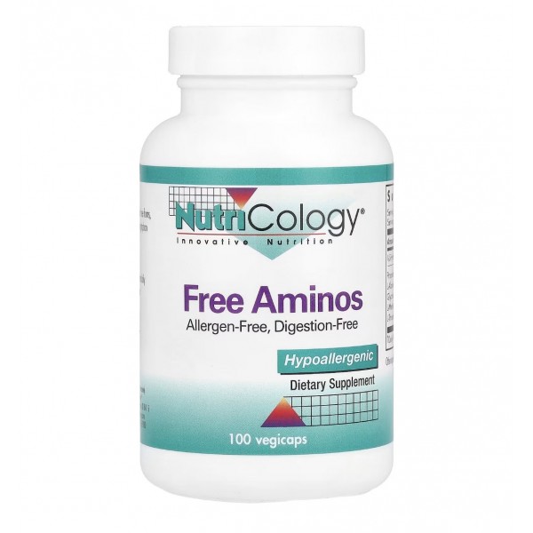 Nutricology, Free Aminos, Аминокислоты в свободной форме, 100 капсул