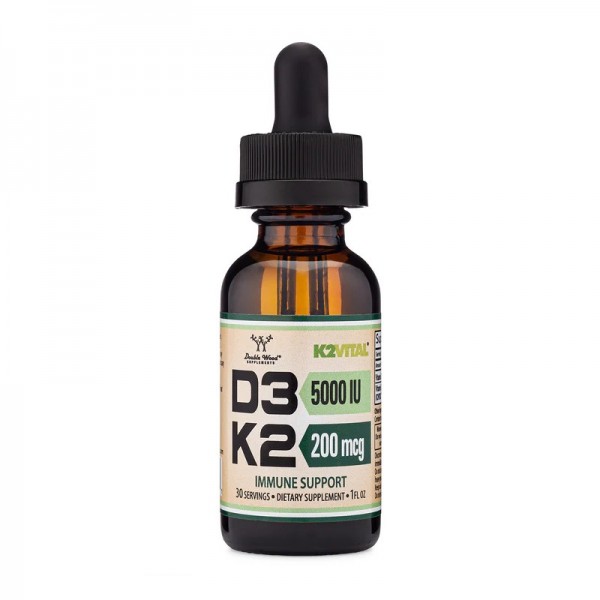 Double Wood Supplements, Vitamin D3 + K2 Liquid Drops, Витамин Д3 5000 МЕ и К2 200 мкг в 1 мл, 30 мл