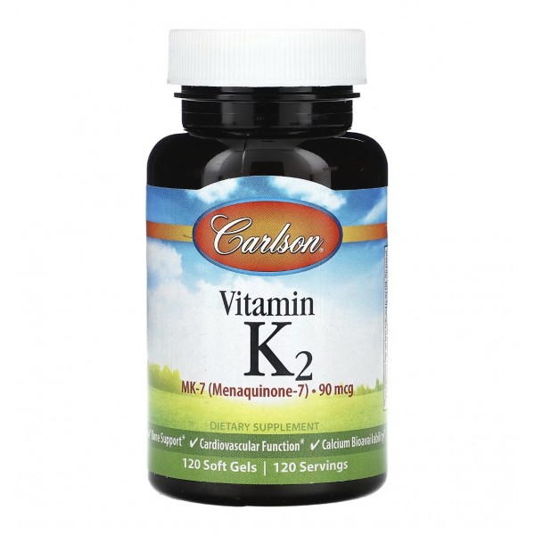 Carlson, Vitamin K2, Витамин К2 90 мкг, 120 капсул