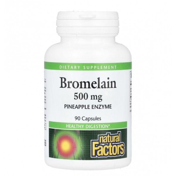 Natural Factors, Bromelain, Бромелайн 500 мг, 90 капсул