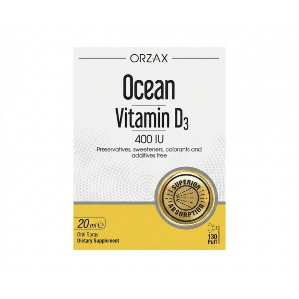 ORZAX, Ocean, Витамин D3, Витамин Д3, 400 МЕ, спрей, 20 мл