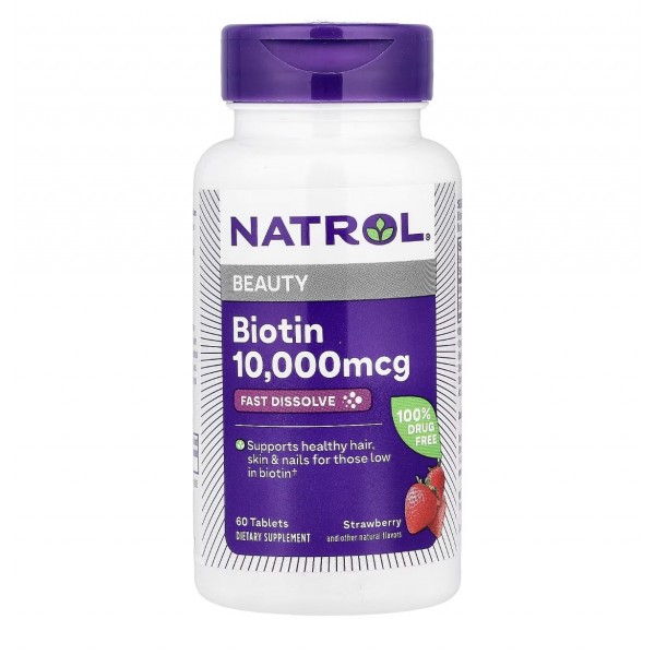 Natrol, Биотин, 10000 мкг, 60 таблеток
