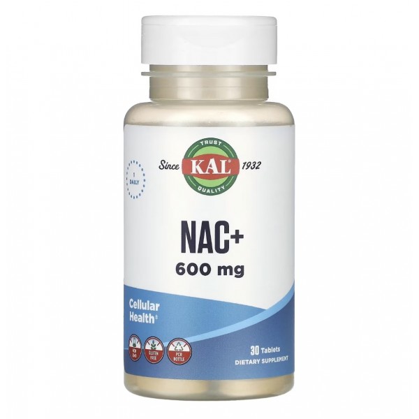 KAL, НАК/NAC+, N-ацетил-L-цистеин 600 мг, 30 таблеток
