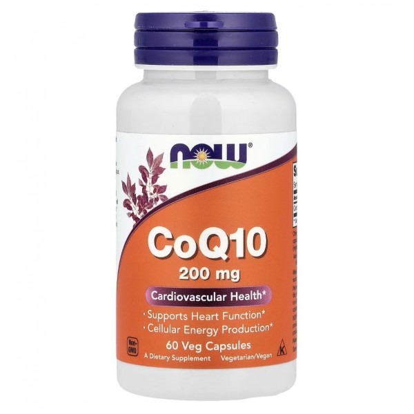 NOW Foods, Коэнзим Q10 (Убихинон) 200 мг, 60 капсул