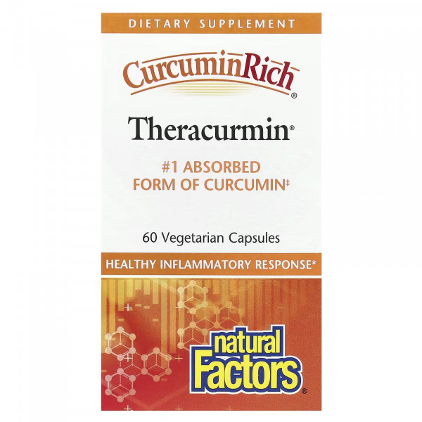 Natural Factors, CurcuminRich, Theracurmin, куркумин, 60 вегетарианских капсул