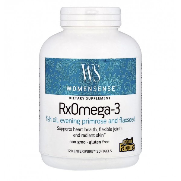 Natural Factors, Womensense, RXOmega-3, Омега-3, рыбий жир, 120 капсул