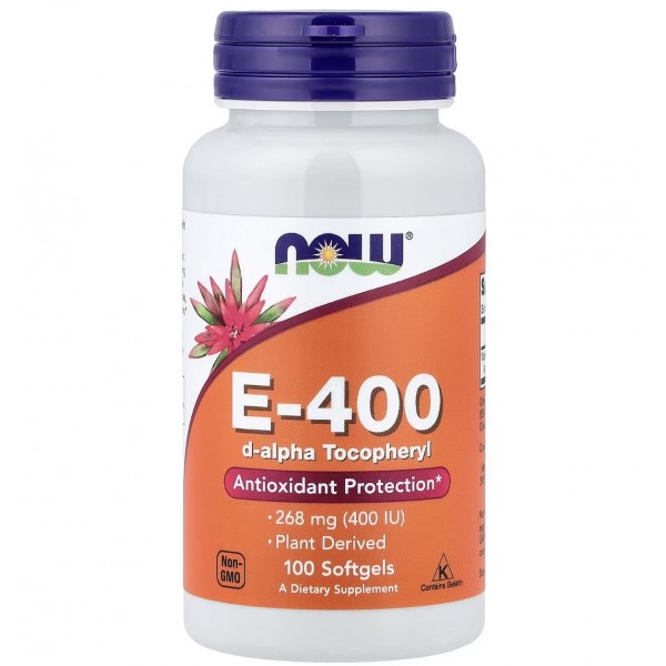NOW Foods, Vitamin E, Витамин E-400, 268 мг (400 МЕ), 100 мягких таблеток