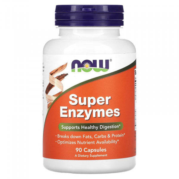 NOW Foods, Super Enzymes, Пищеварительные ферменты, 90 капсул