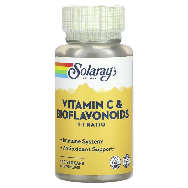 Solaray, Витамин С с биофлавоноидами, 100 капсул