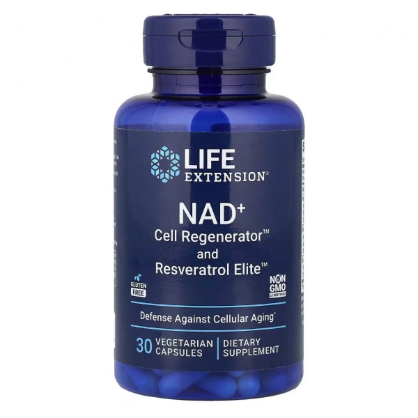 Life Extension, NAD+ Cell Regenerator и ресвератрол, 30 капсул