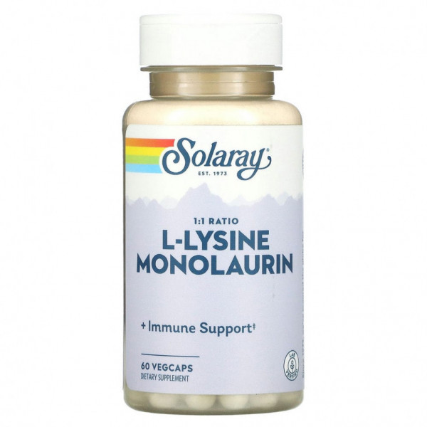Solaray,  L-лизин и монолаурин, 60 вегетарианских капсул