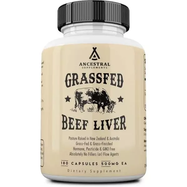 Ancestral Supplements, Grass Fed Beef Liver, Говяжья печень 500 мг, 180 капсул