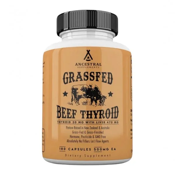 Ancestral Supplements, Grass fed Beef Thyroid 500 мг, Щитовидная железа, 180 капсул