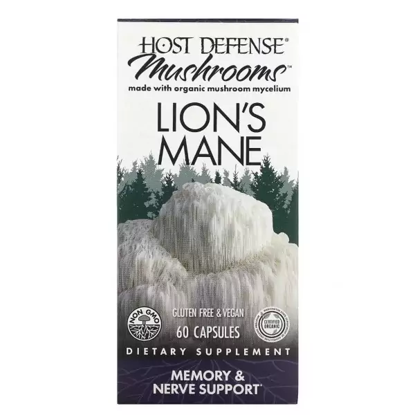 Host Defense, Ежовик гребенчатый, поддержка памяти и нервной системы, 60 капсул