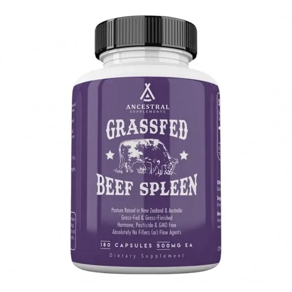 Ancestral Supplements, Grass Fed Beef Spleen 500 мг, Селезенка, 180 капсул