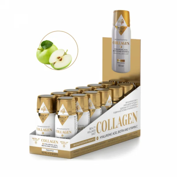 Wolfsport+iTAB, Вкусный коллаген (яблоко), шоты, 12x50 мл
