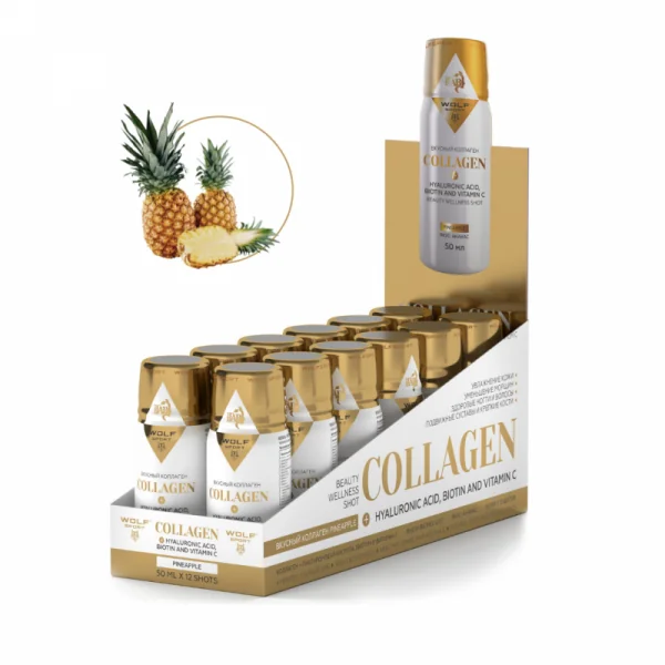 Wolfsport+iTAB, Вкусный коллаген (ананас), шоты, 12х50 мл
