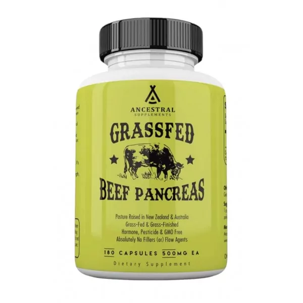 Ancestral Supplements, Grass Fed Beef Pancreas, Говяжья поджелудочная железа 500 мг, 180 капсул