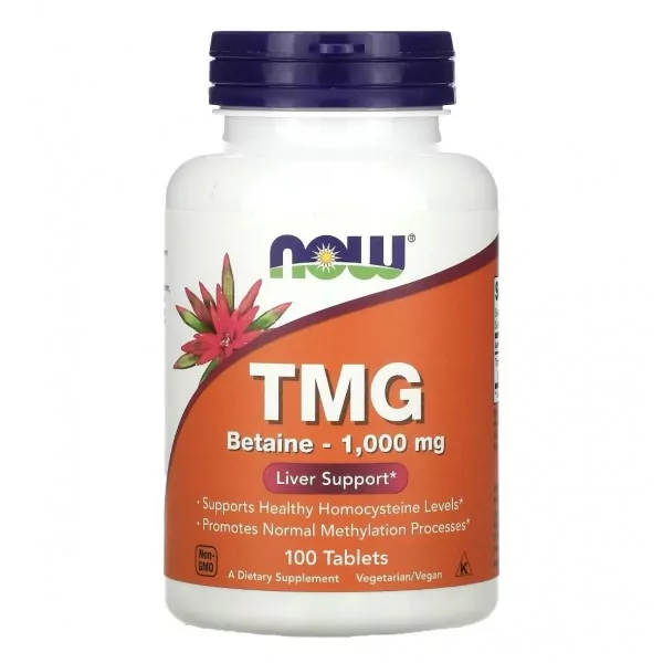 NOW Foods, TMG, триметилглицин, 1000 мг, 100 таблеток